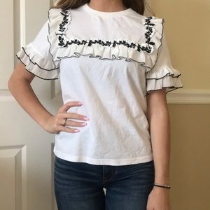 Black white detailed top